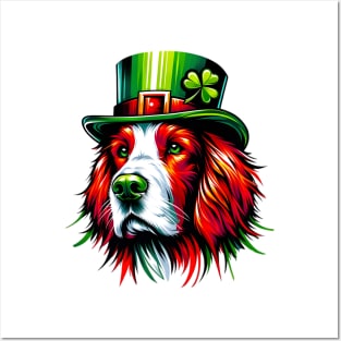 Irish Red and White Setter Celebrates St. Patrick's Day Posters and Art